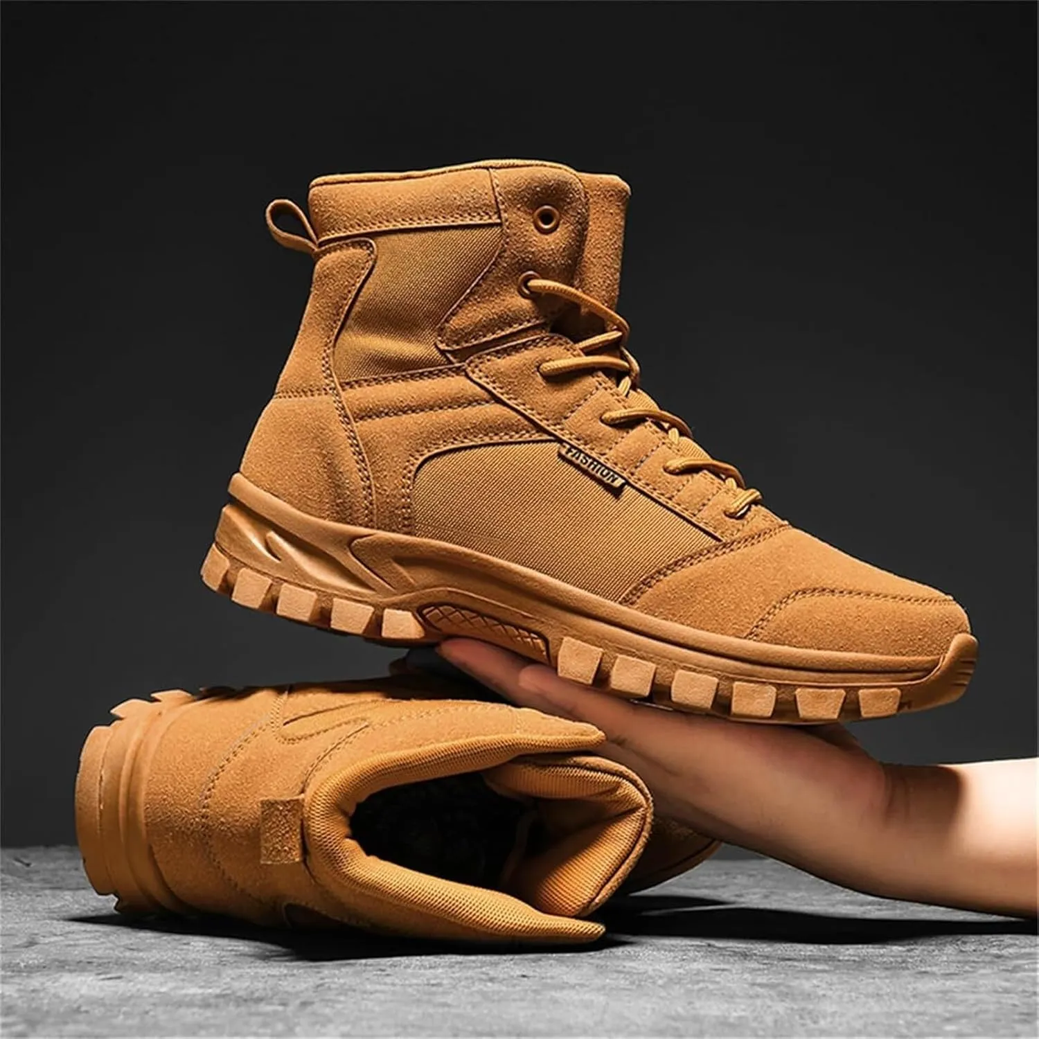 Men's Fashion Lace-Up Breathable Military Boots Ankle Boots High Top Casual Work Outdoor Hiking Shoes Lightweight Shoes Trekking Boots for Men