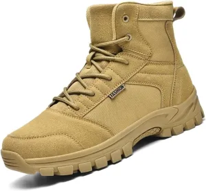 Men's Fashion Lace-Up Breathable Military Boots Ankle Boots High Top Casual Work Outdoor Hiking Shoes Lightweight Shoes Trekking Boots for Men