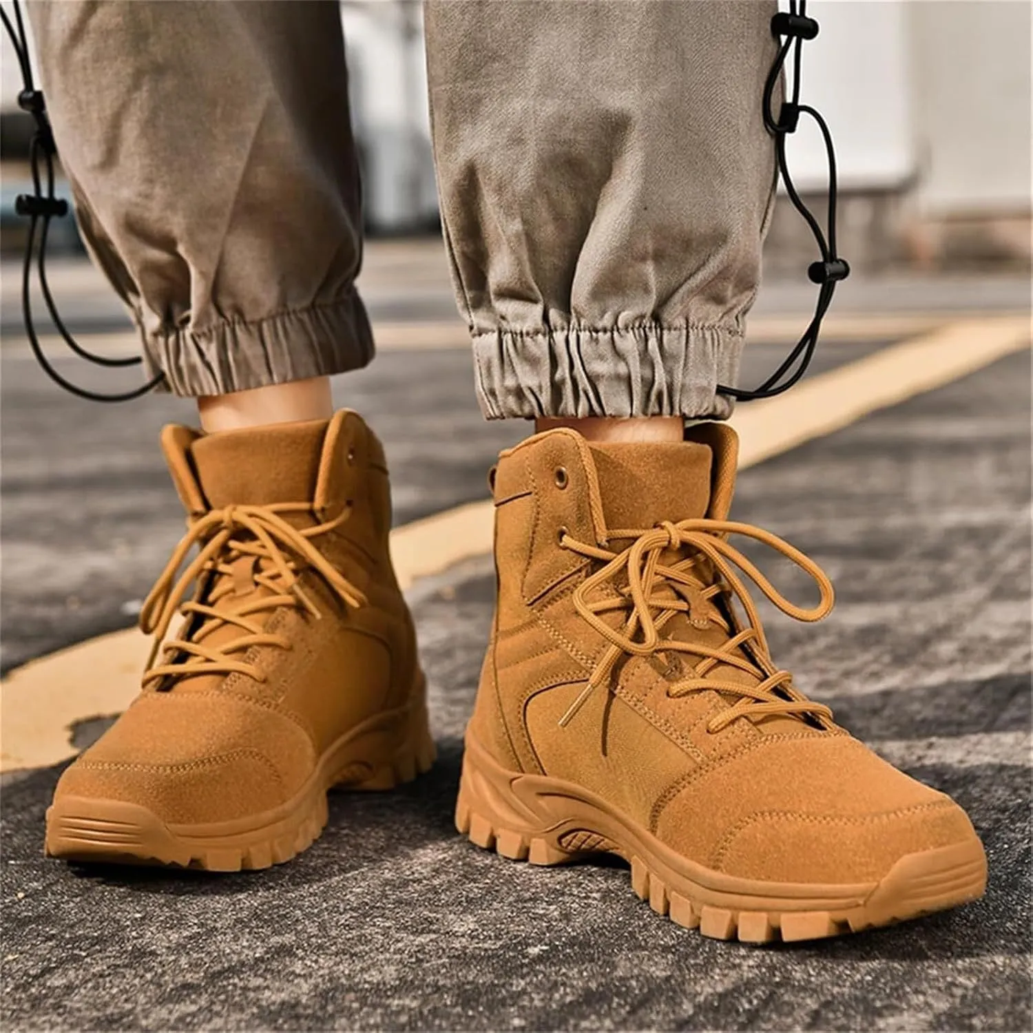 Men's Fashion Lace-Up Breathable Military Boots Ankle Boots High Top Casual Work Outdoor Hiking Shoes Lightweight Shoes Trekking Boots for Men