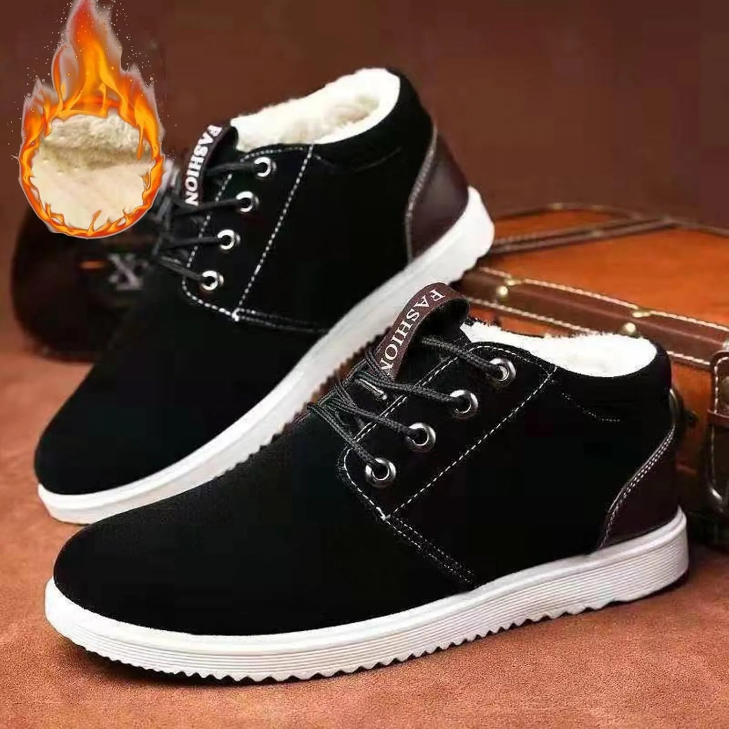 Men's Fashion Sneakers New Winter Men's Snow Boots Cotton Shoes Velvet Thickening Warm Casual Hiking Boots
