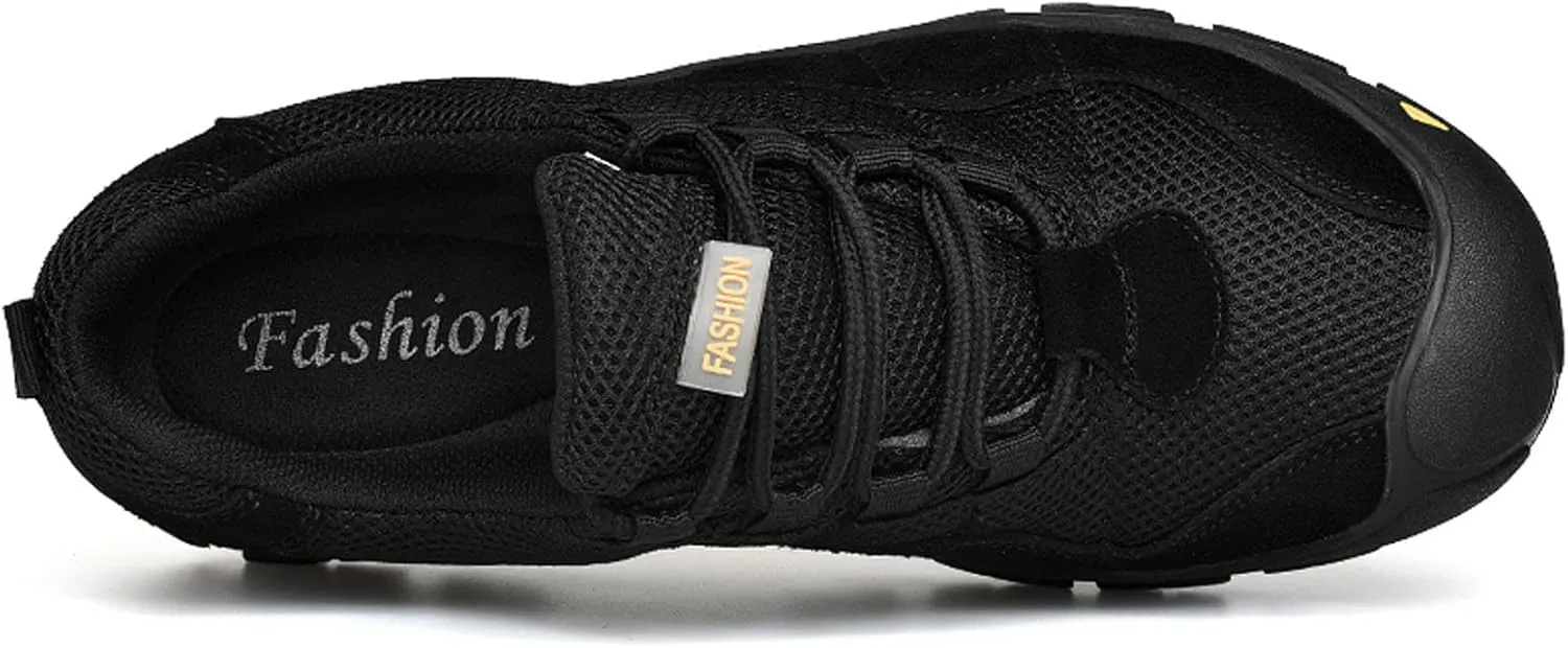 Men's Fashion Sneakers Wide Toe Box Hiking Shoes Lace Up Walking Trekking Outdoor Trails Shoe Lightweight Breathable Sneaker