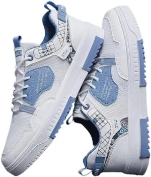 Men's FashionStriped Color Block Mesh Casual Skateboarding Shoes, Lace Up Breathable Sneakers for Outdoor Walking Wandering Street Jogging，