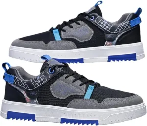 Men's FashionStriped Color Block Mesh Casual Skateboarding Shoes, Lace Up Breathable Sneakers for Outdoor Walking Wandering Street Jogging，