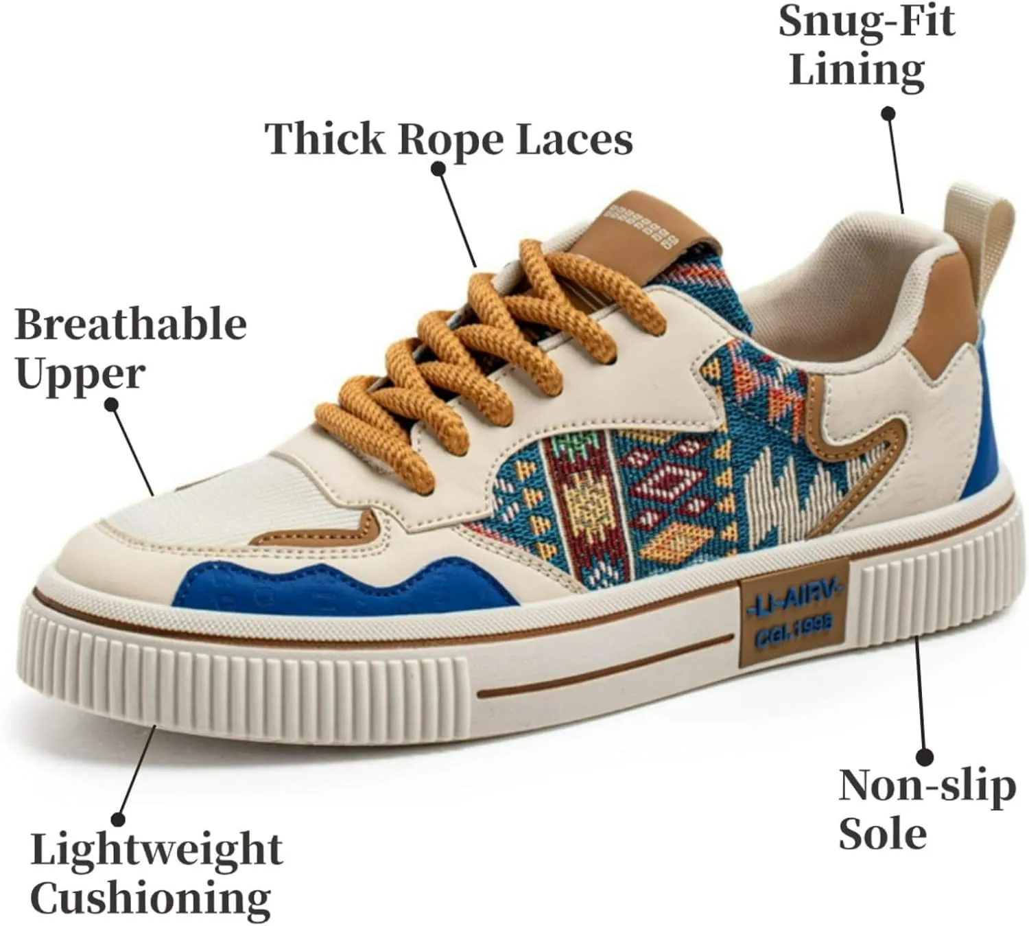 Men's Floral Pattern Skate Shoes Color Block Low Top Comfortable Walking Sneakers Non-Slip Fashion Casual Shoes