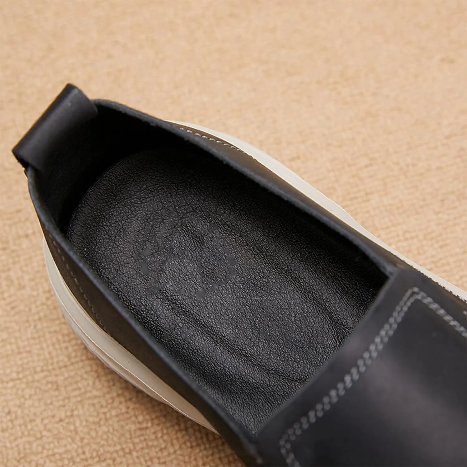 Mens Genuine Leather Round Toe Fashion Loafers Lightweight Comfortable Slip On Outdoor Casual Driving Work Shoes for Men