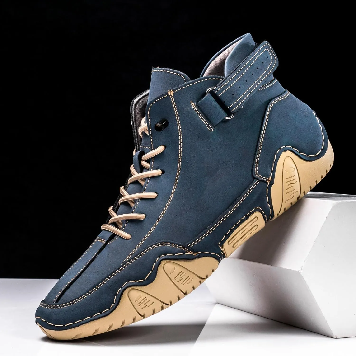 Mens High Top Sneakers Solid Color Lace-up Casual Breathable Soft Walking Running Shoes Comfortable Tennis Shoes Non Slip Summer Spring Mens Ankle Boot
