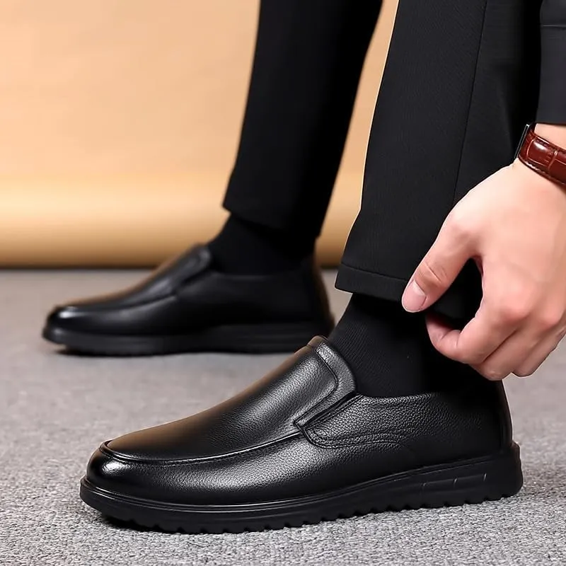 Men's Leather Loafers Slip-Ons Moccasins for Men Summer Dress Shoes Lightweight and Breathable Flat Loafer Casual Driving Walking Shoes Oxford Shoes