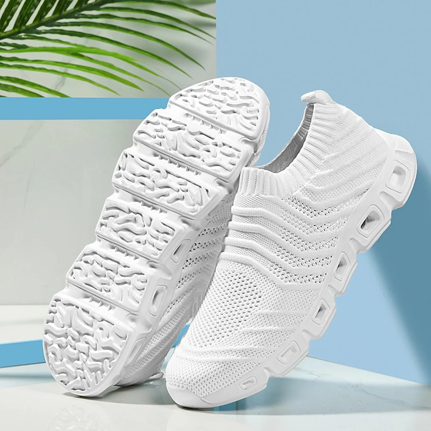 Men's Lightweight Cushion Sneakers Casual Sneaker Mesh Breathable Walking Shoe Convenient Elderly Slip On Shoes