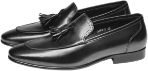 Men's Loafers - Comfortable Genuine Leather Tassel Slip-Ons with Pointed Burnished Toe, Lightweight, Anti-Slip Design for Prom, Walking, and Casual Wear