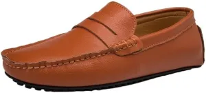 Men's Loafers Driving Shoes Lightweight Vegan Leather Slip-ons with Stitching Details, Comfortable Flexible for Fashion Weddings
