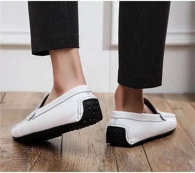 Men's Loafers Driving Shoes Lightweight Vegan Leather Slip-ons with Stitching Details, Comfortable Flexible for Fashion Weddings