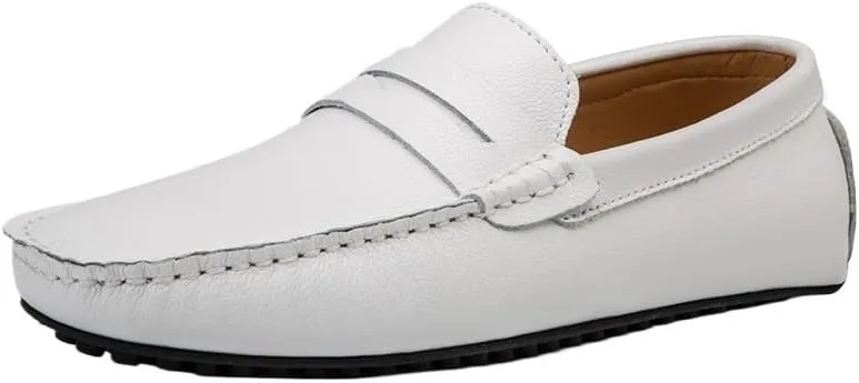 Men's Loafers Driving Shoes Lightweight Vegan Leather Slip-ons with Stitching Details, Comfortable Flexible for Fashion Weddings