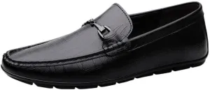 Men's Loafers – Solid Color PU Leather Driving Shoes with Stitching Details, Comfortable Anti-Slip, Flat Heel, Slip-On for Casual, Walking, and Wedding Wear