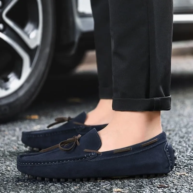 Men's Nubuck Leather Loafers - Lightweight Slip-Resistant Driving Shoes, Anti-Slip Boat Shoes for Fashion, Party, and Casual Wear