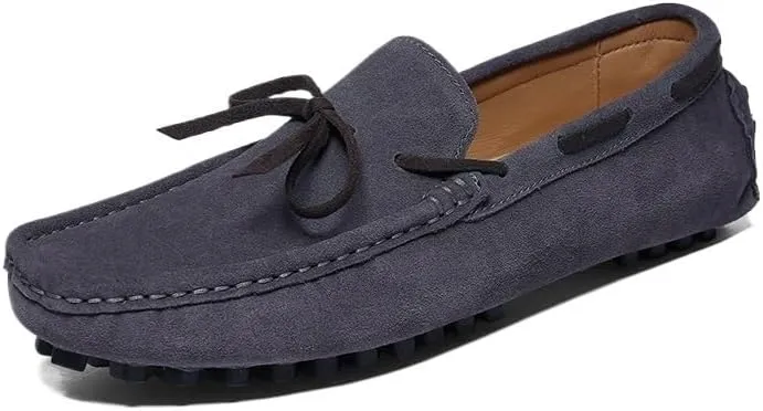 Men's Nubuck Leather Loafers - Lightweight Slip-Resistant Driving Shoes, Anti-Slip Boat Shoes for Fashion, Party, and Casual Wear