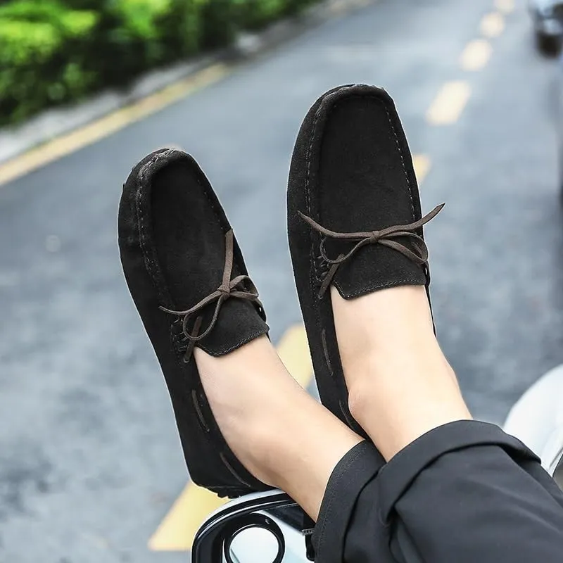 Men's Nubuck Leather Loafers - Lightweight Slip-Resistant Driving Shoes, Anti-Slip Boat Shoes for Fashion, Party, and Casual Wear