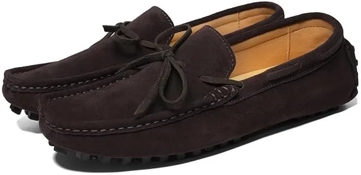 Men's Nubuck Leather Loafers - Lightweight Slip-Resistant Driving Shoes, Anti-Slip Boat Shoes for Fashion, Party, and Casual Wear