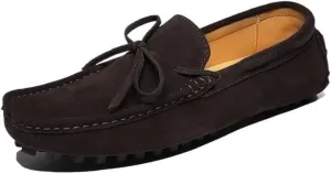Men's Nubuck Leather Loafers - Lightweight Slip-Resistant Driving Shoes, Anti-Slip Boat Shoes for Fashion, Party, and Casual Wear