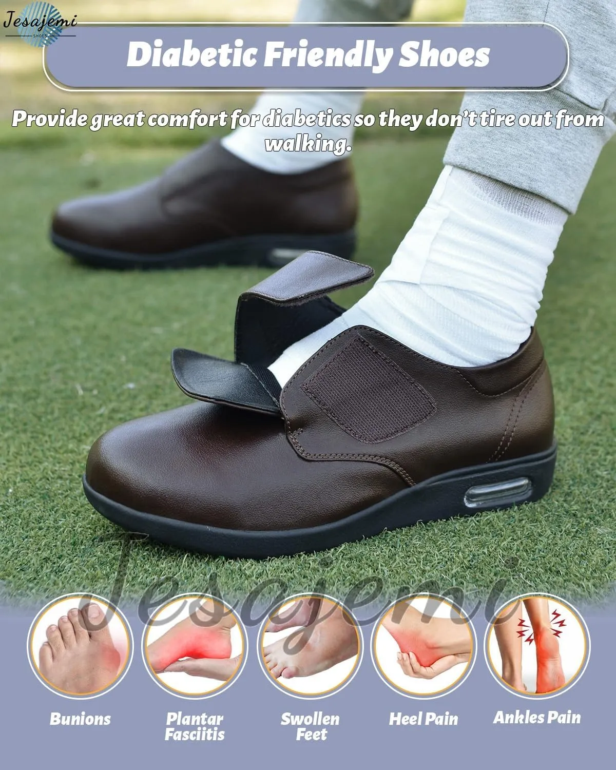 Men's Orthopedic Extra Wide Fit Memory Foam Sandals - Diabetic Trainers for Comfort & Style