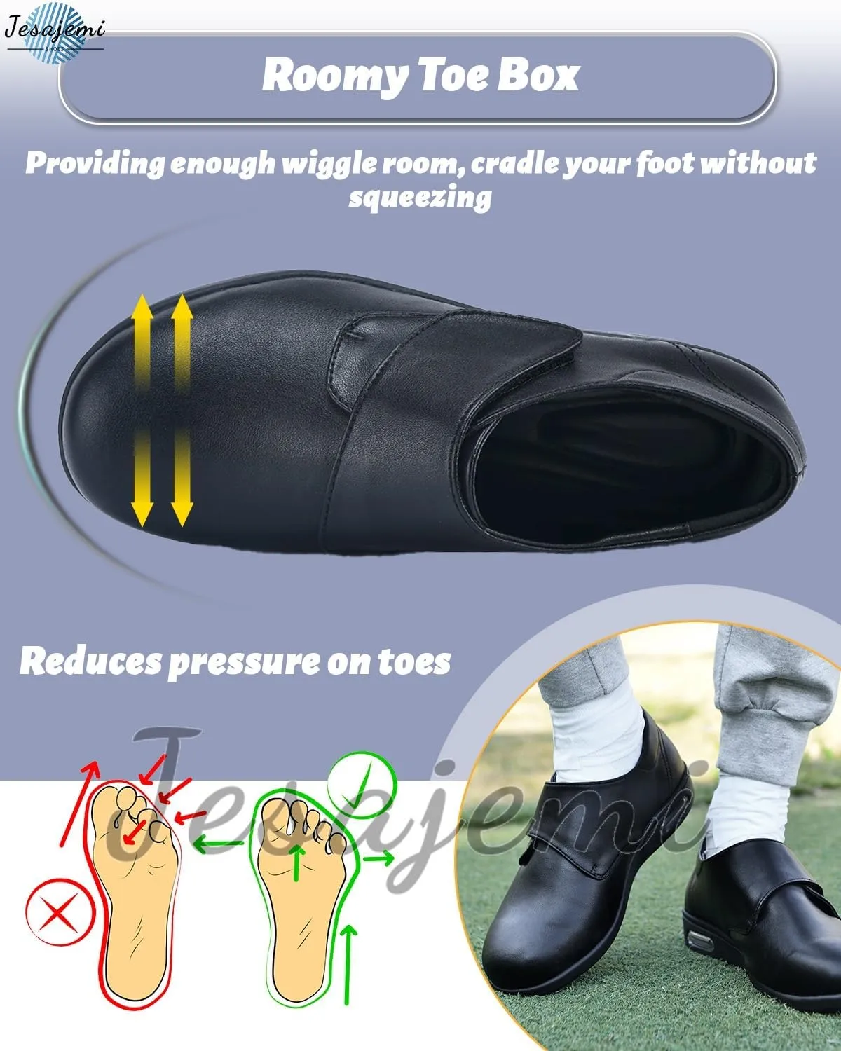 Men's Orthopedic Extra Wide Fit Memory Foam Sandals - Diabetic Trainers for Comfort & Style