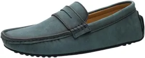 Men's PU Leather Driving Loafers - Comfortable Square Toe Loafers, Flexible Slip-On Shoes with Slip-Resistant Sole for Parties