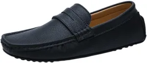 Men's PU Leather Driving Loafers - Comfortable Square Toe Loafers, Flexible Slip-On Shoes with Slip-Resistant Sole for Parties