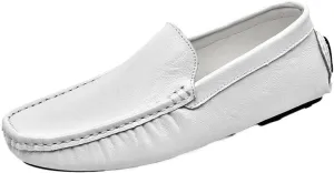 Men's PU Leather Loafers - Driving Moccasins, Comfortable Slip-Resistant Shoes with Flat Heel for Walking