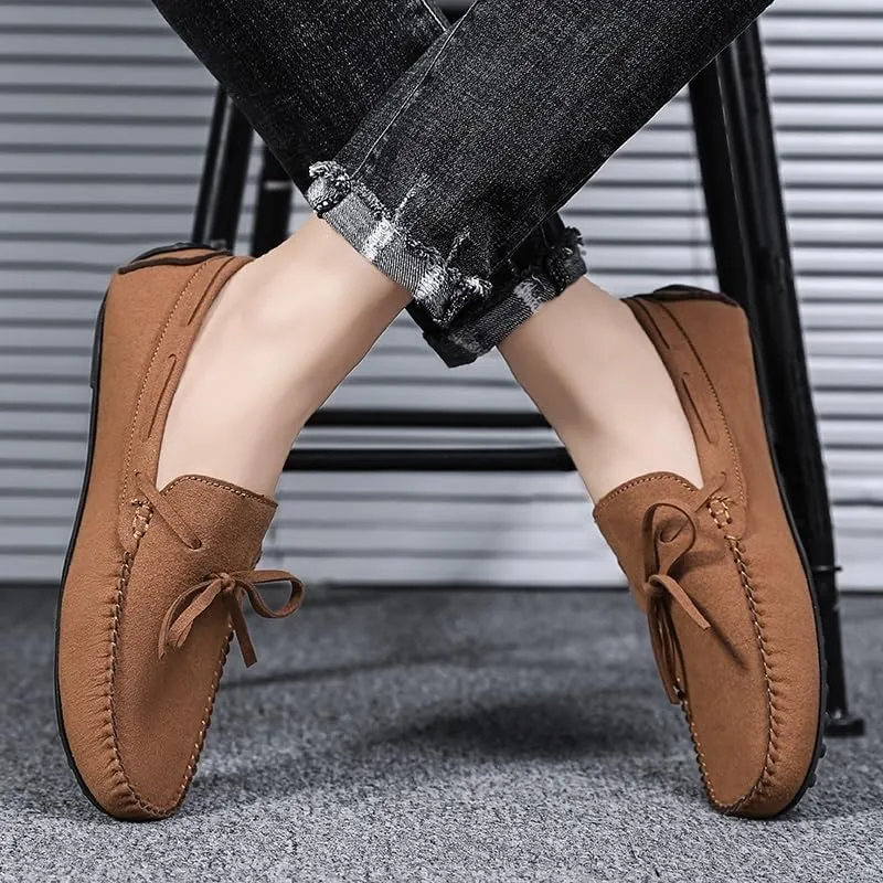 Men's Round Toe PU Leather Loafers - Lightweight Driving Shoes, Flexible & Slip-Resistant for Prom, Walking, and Casual Wear