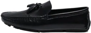 Men's Round Toe Vegan Leather Loafers -Brogue Embossed Driving Shoes with Tassel, Anti-Slip, Lightweight, Flexible Slip-Ons for Party and Outdoor Wear
