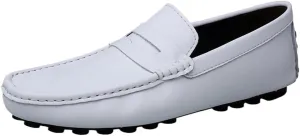 Men's Simple Loafers Leather Anti-Slip Flexible Lightweight Fashion Slip On Walking Driving Shoes