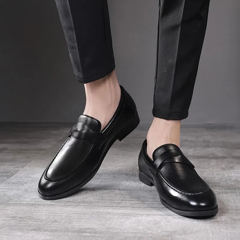 Men's Slip-On Dress Loafers, Classic Moc Toe Penny Loafers for Wedding Formal Business Office Shoes