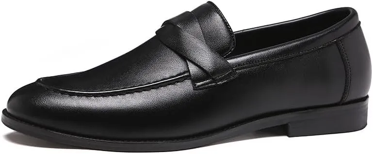 Men's Slip-On Dress Loafers, Classic Moc Toe Penny Loafers for Wedding Formal Business Office Shoes