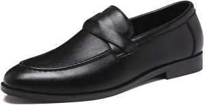 Men's Slip-On Dress Loafers, Classic Moc Toe Penny Loafers for Wedding Formal Business Office Shoes