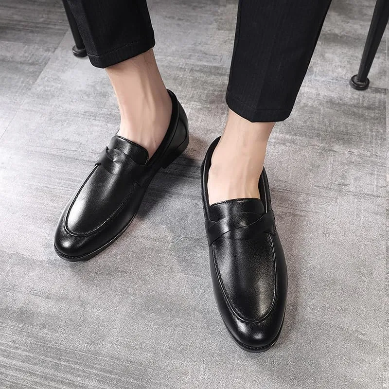 Men's Slip-On Dress Loafers, Classic Moc Toe Penny Loafers for Wedding Formal Business Office Shoes