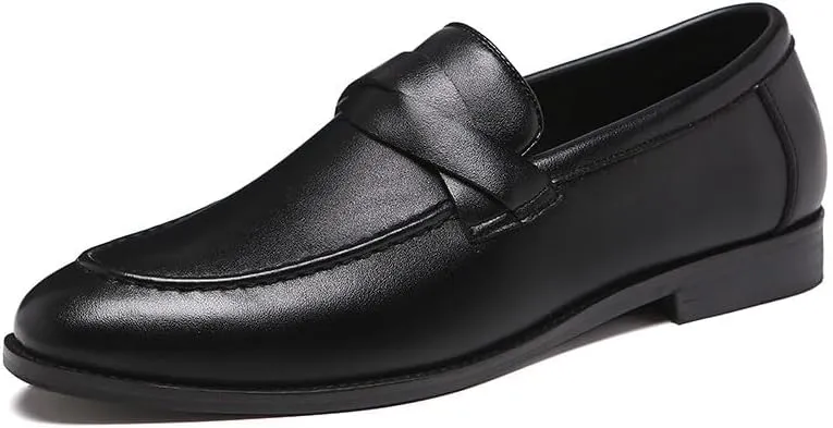 Men's Slip-On Dress Loafers, Classic Moc Toe Penny Loafers for Wedding Formal Business Office Shoes