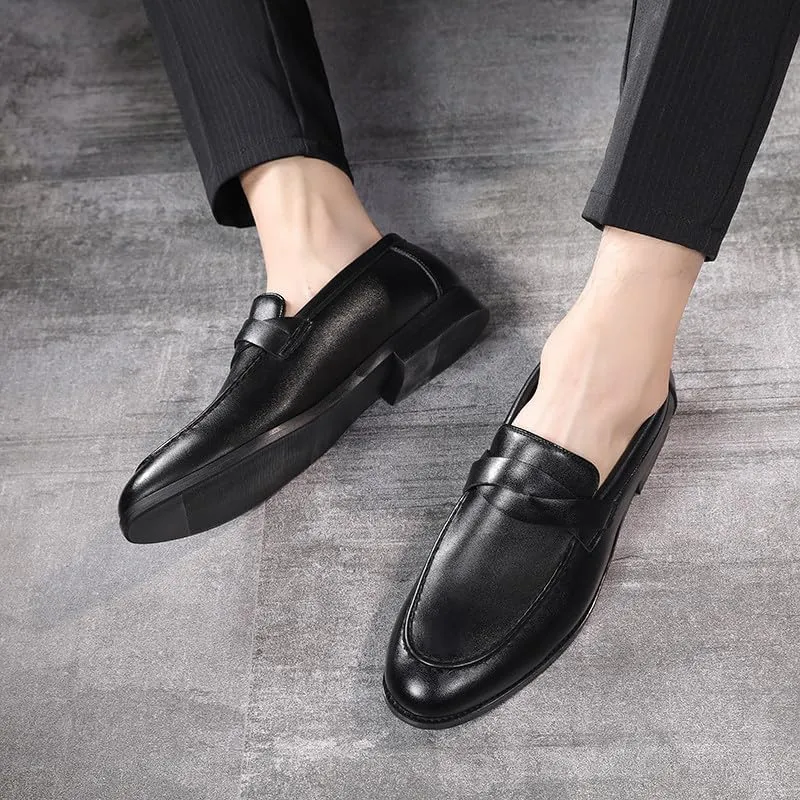 Men's Slip-On Dress Loafers, Classic Moc Toe Penny Loafers for Wedding Formal Business Office Shoes