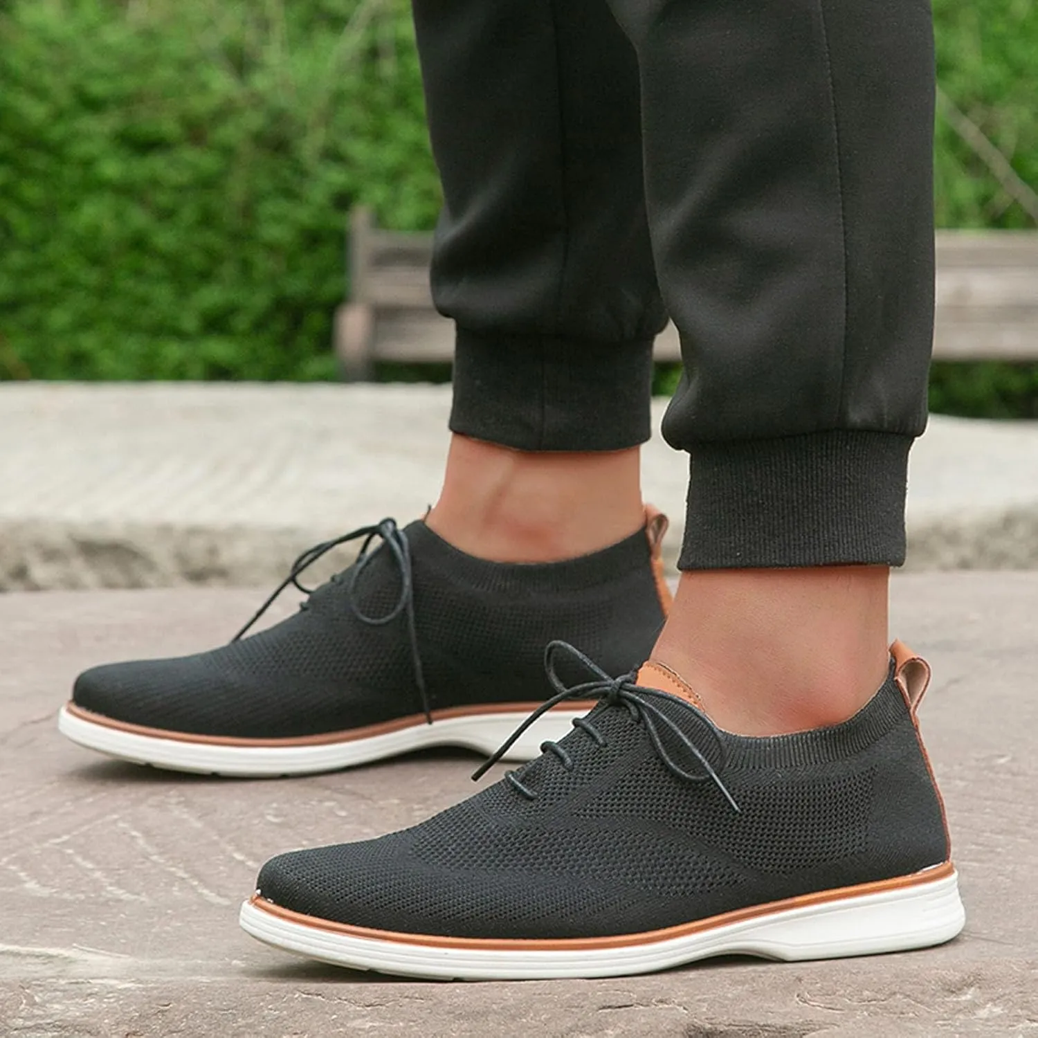 Mens Slip On Leisure Men Four Seasons Mesh Non Slip Flat Round Toe Breathable Lace Up Lazy Leisure Shoes