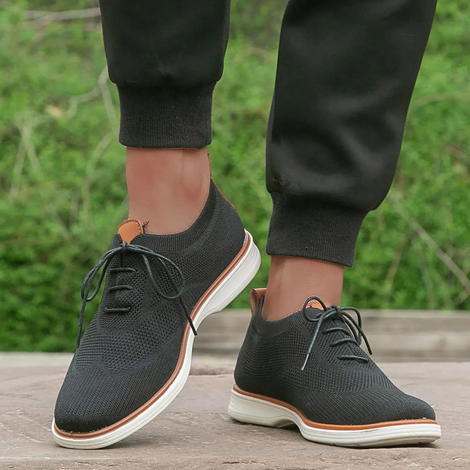 Mens Slip On Leisure Men Four Seasons Mesh Non Slip Flat Round Toe Breathable Lace Up Lazy Leisure Shoes