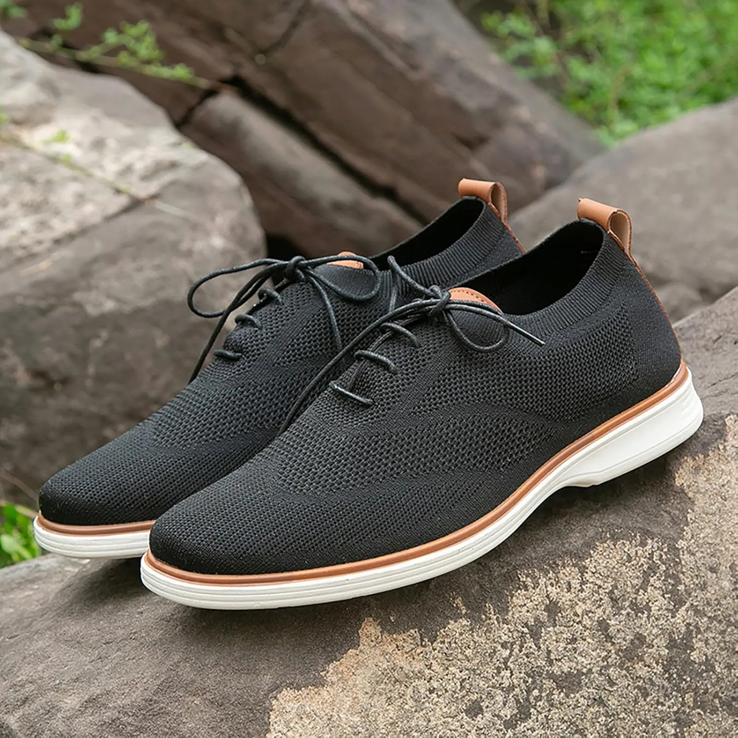 Mens Slip On Leisure Men Four Seasons Mesh Non Slip Flat Round Toe Breathable Lace Up Lazy Leisure Shoes