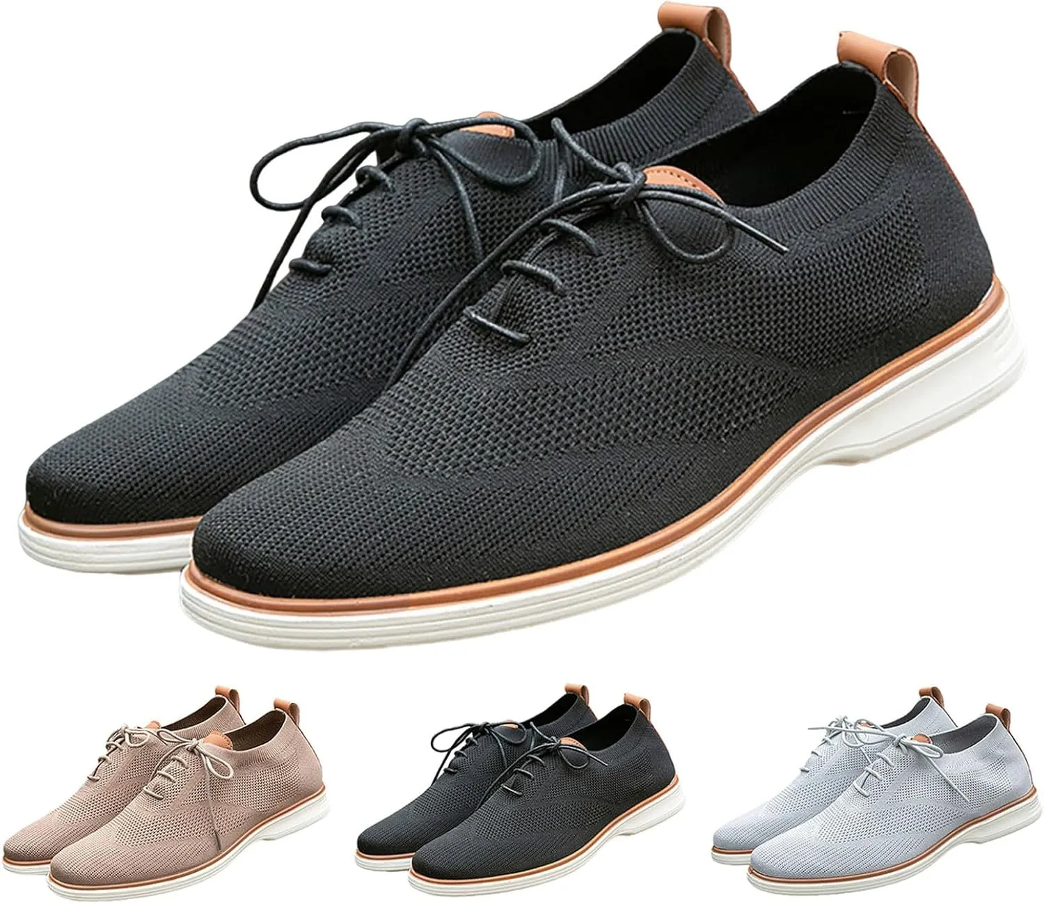 Mens Slip On Leisure Men Four Seasons Mesh Non Slip Flat Round Toe Breathable Lace Up Lazy Leisure Shoes