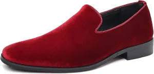 Men's Slip-On Smoking Loafers,Trendy Suede Classic Tuxedo Dress Shoes Party Wedding Penny Casual Shoes