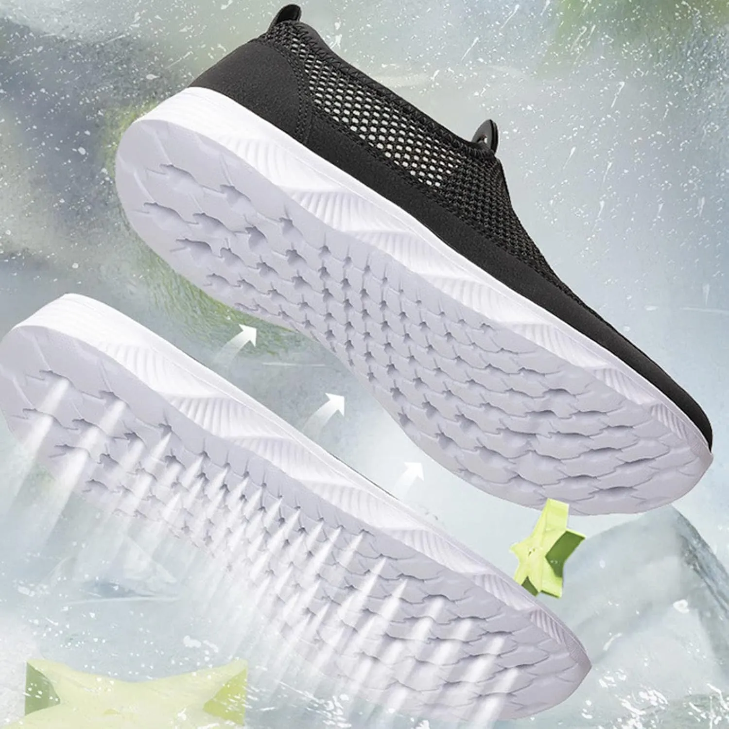 Mens Slip on Ultra Lightweight Walking Shoes Non Slip Summer Breathable Water Friendly Mesh Running Shoes Comfort Tennis Workout Gym Sneakers with All Day Comfortable Sole for Daily Work