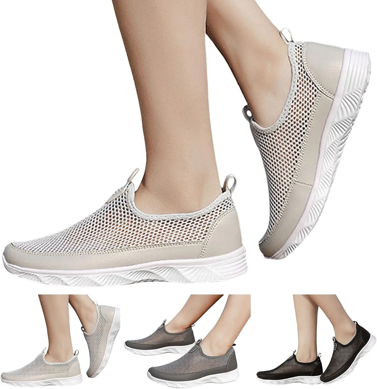 Mens Slip on Ultra Lightweight Walking Shoes Non Slip Summer Breathable Water Friendly Mesh Running Shoes Comfort Tennis Workout Gym Sneakers with All Day Comfortable Sole for Daily Work