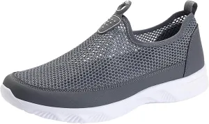 Mens Slip on Ultra Lightweight Walking Shoes Non Slip Summer Breathable Water Friendly Mesh Running Shoes Comfort Tennis Workout Gym Sneakers with All Day Comfortable Sole for Daily Work