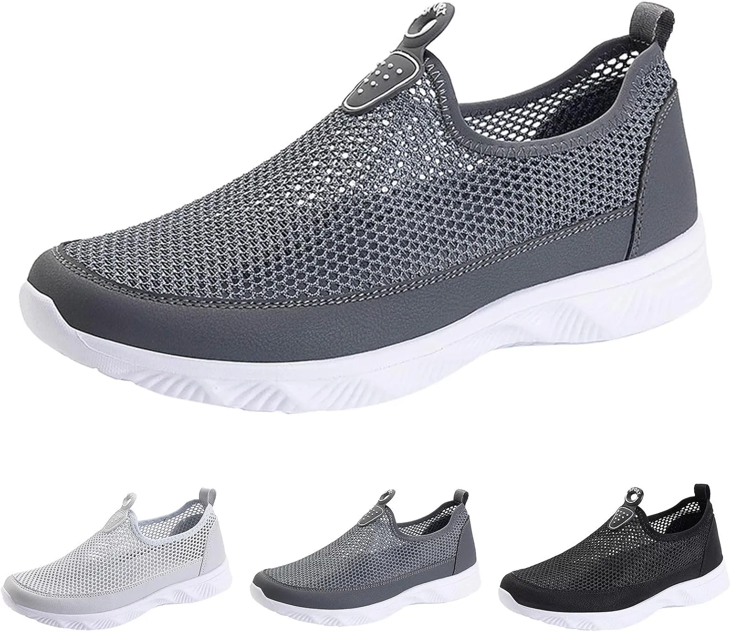 Mens Slip on Ultra Lightweight Walking Shoes Non Slip Summer Breathable Water Friendly Mesh Running Shoes Comfort Tennis Workout Gym Sneakers with All Day Comfortable Sole for Daily Work