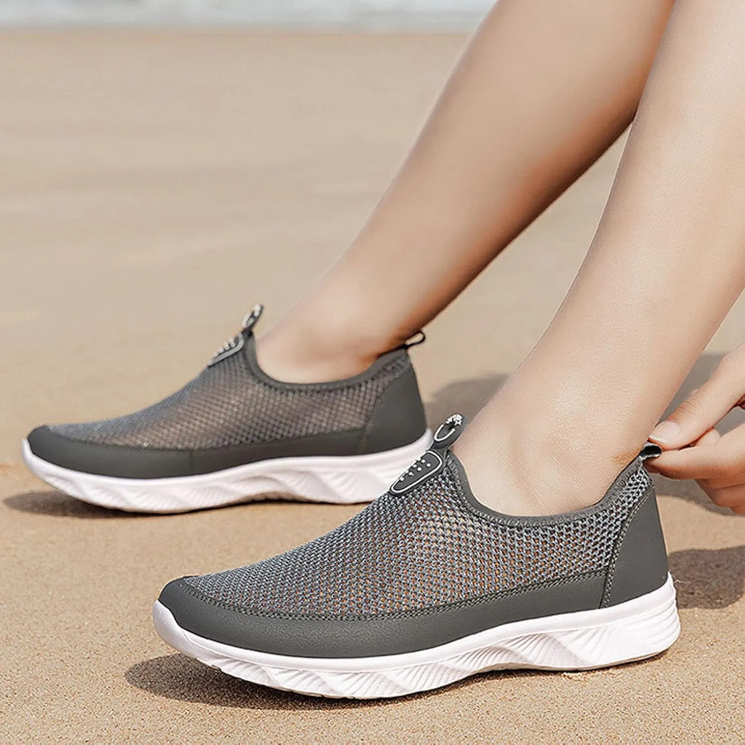 Mens Slip on Ultra Lightweight Walking Shoes Non Slip Summer Breathable Water Friendly Mesh Running Shoes Comfort Tennis Workout Gym Sneakers with All Day Comfortable Sole for Daily Work
