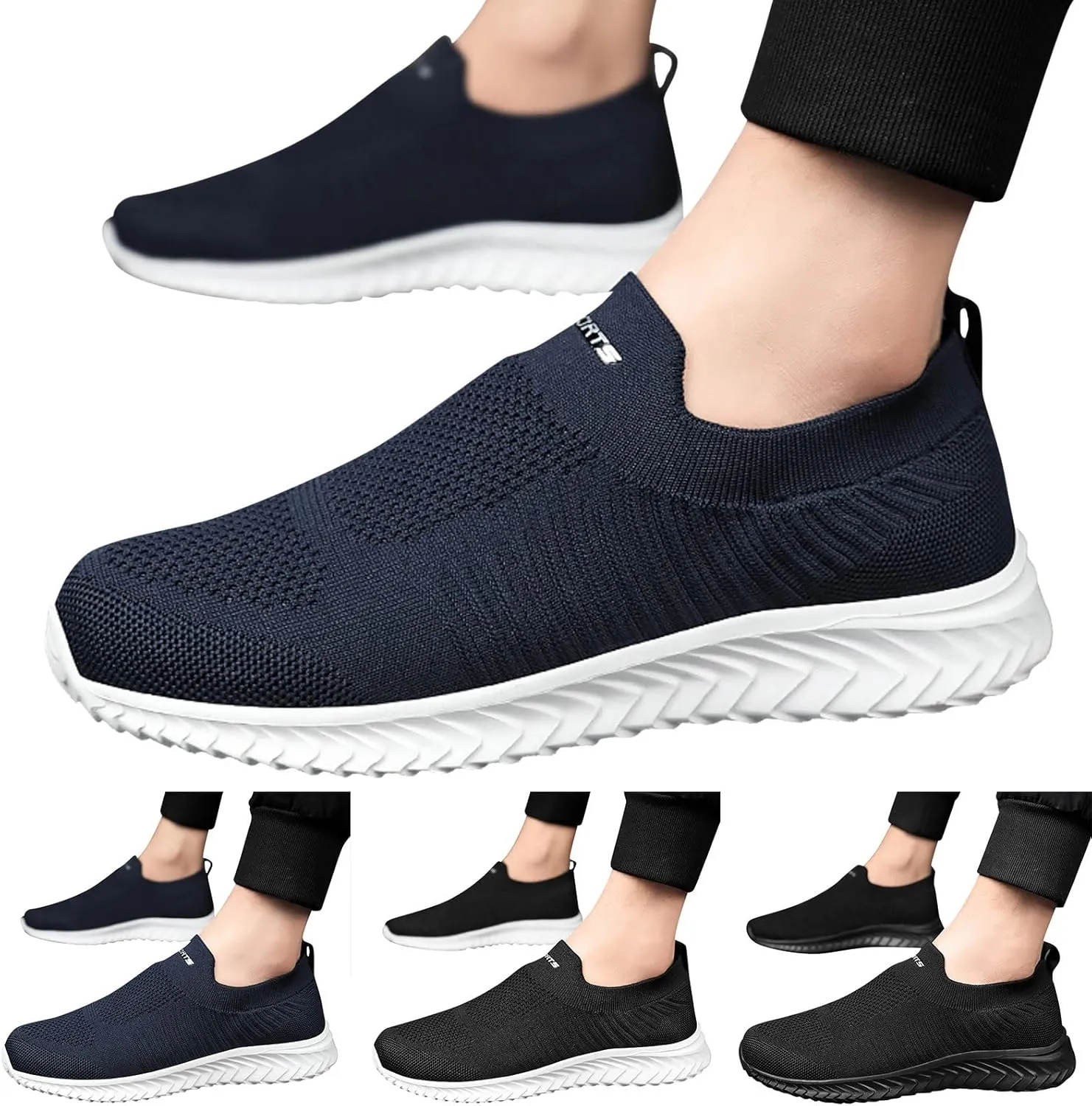 Mens Slip On Walking Shoes Running Shoes Trainers Athletic Gym Fitness Sport Sneakers Non Slip Breathable Mesh Workout Fashion Breathable All Day Comfortable Arch Support Sneakers