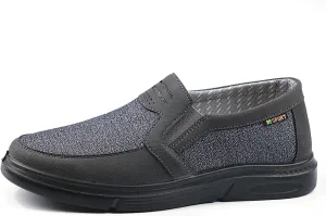 Men's Slip-on Wide Canvas Low-top Loafers, Spring Autumn Middle-Aged Casual with Arch Support Comfort Lightweight Driving Travel Walking Shoes