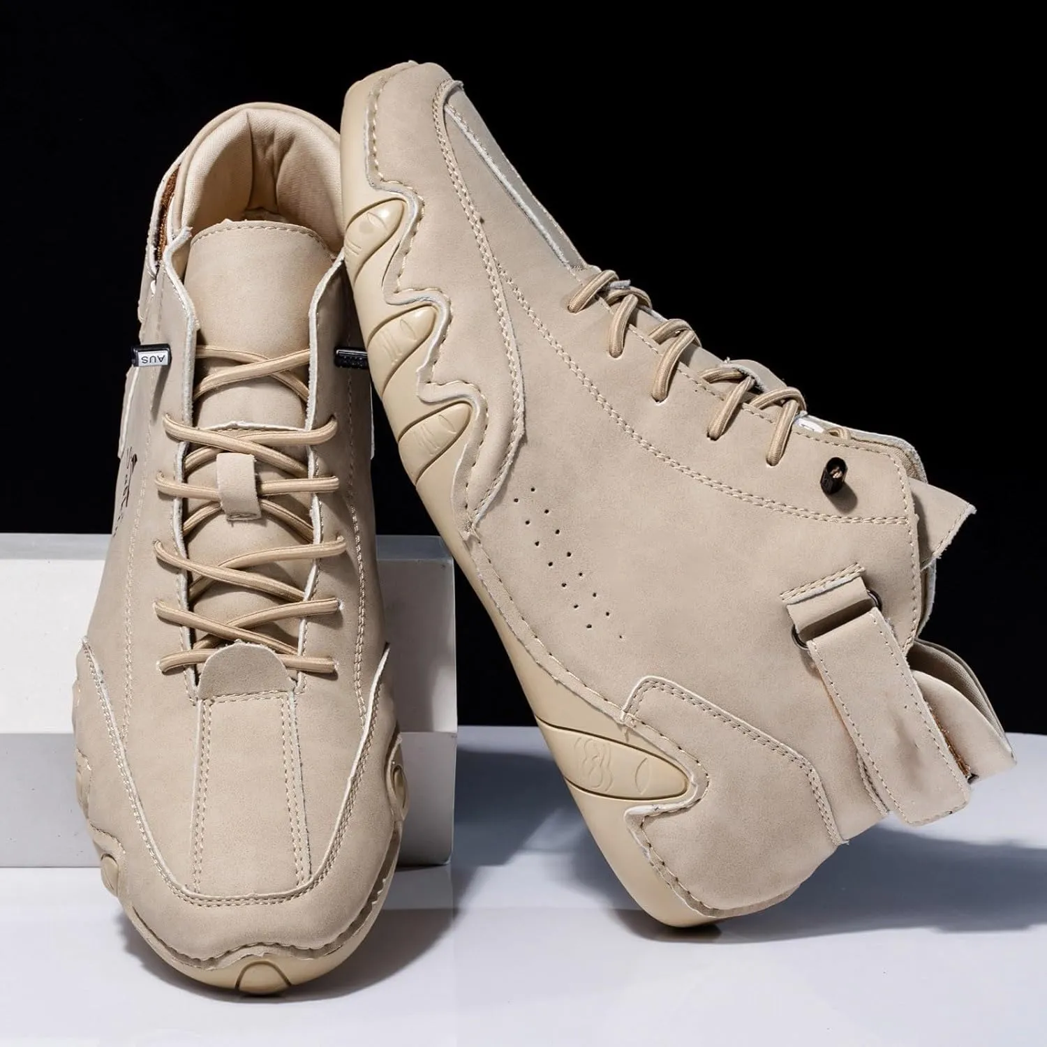 Men's Slip Shoes Couple's New Foreign Trade High Top Boots Men And Women Leisure Short Boots Trend Breathable Leather