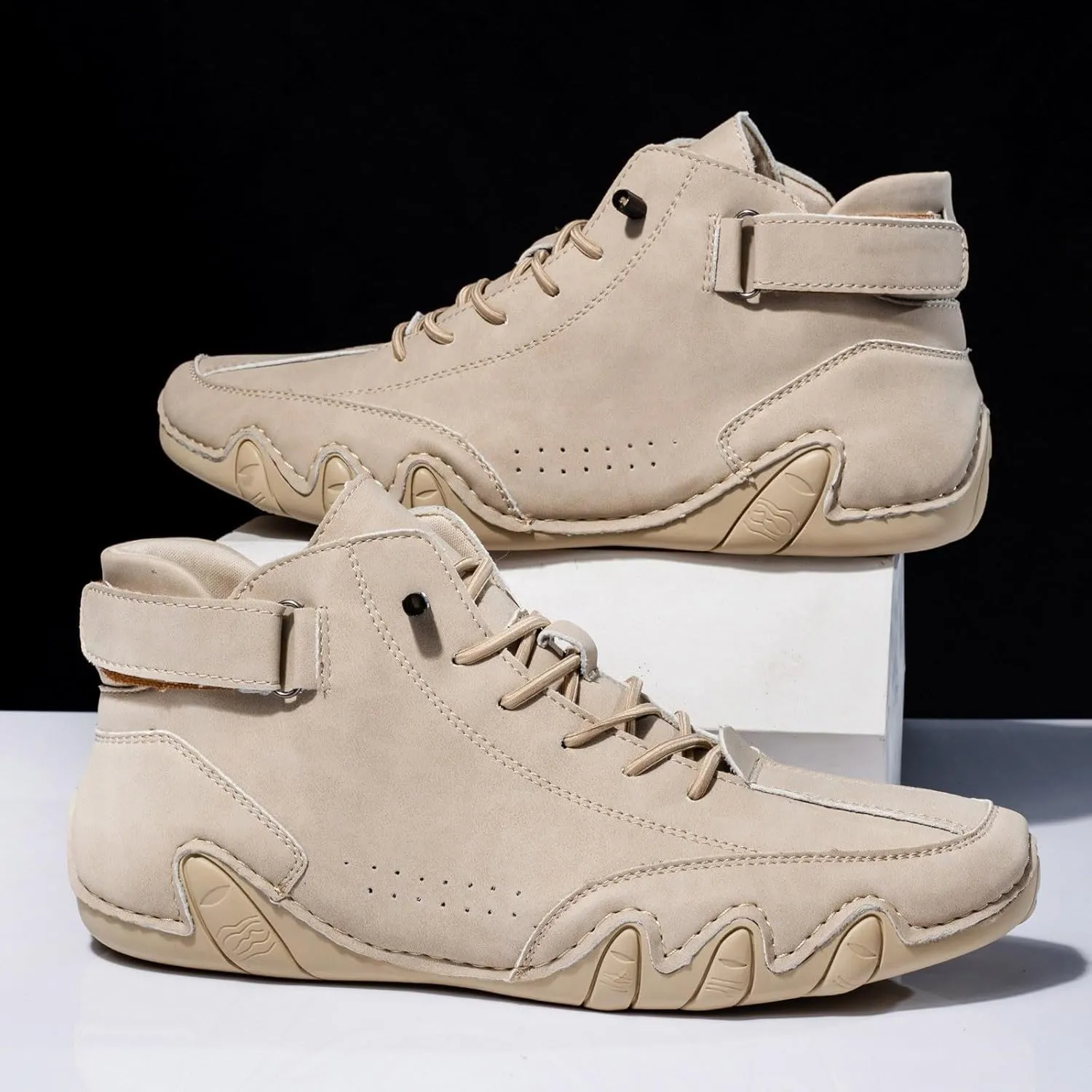 Men's Slip Shoes Couple's New Foreign Trade High Top Boots Men And Women Leisure Short Boots Trend Breathable Leather